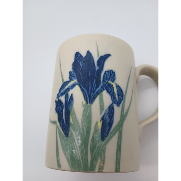 2 Otagiri Blue Iris Mugs Hand Painted Vtg Floral Flowers - Picture 5 of 6